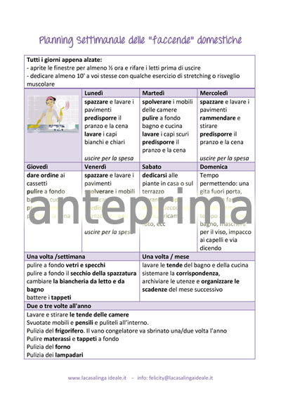 Planning Settimanale Faccende