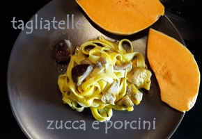 tagliatelle alla zucca e ai funghi porcini