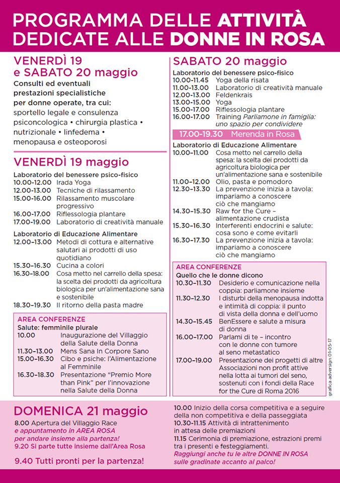 Race for the cure programma 2017